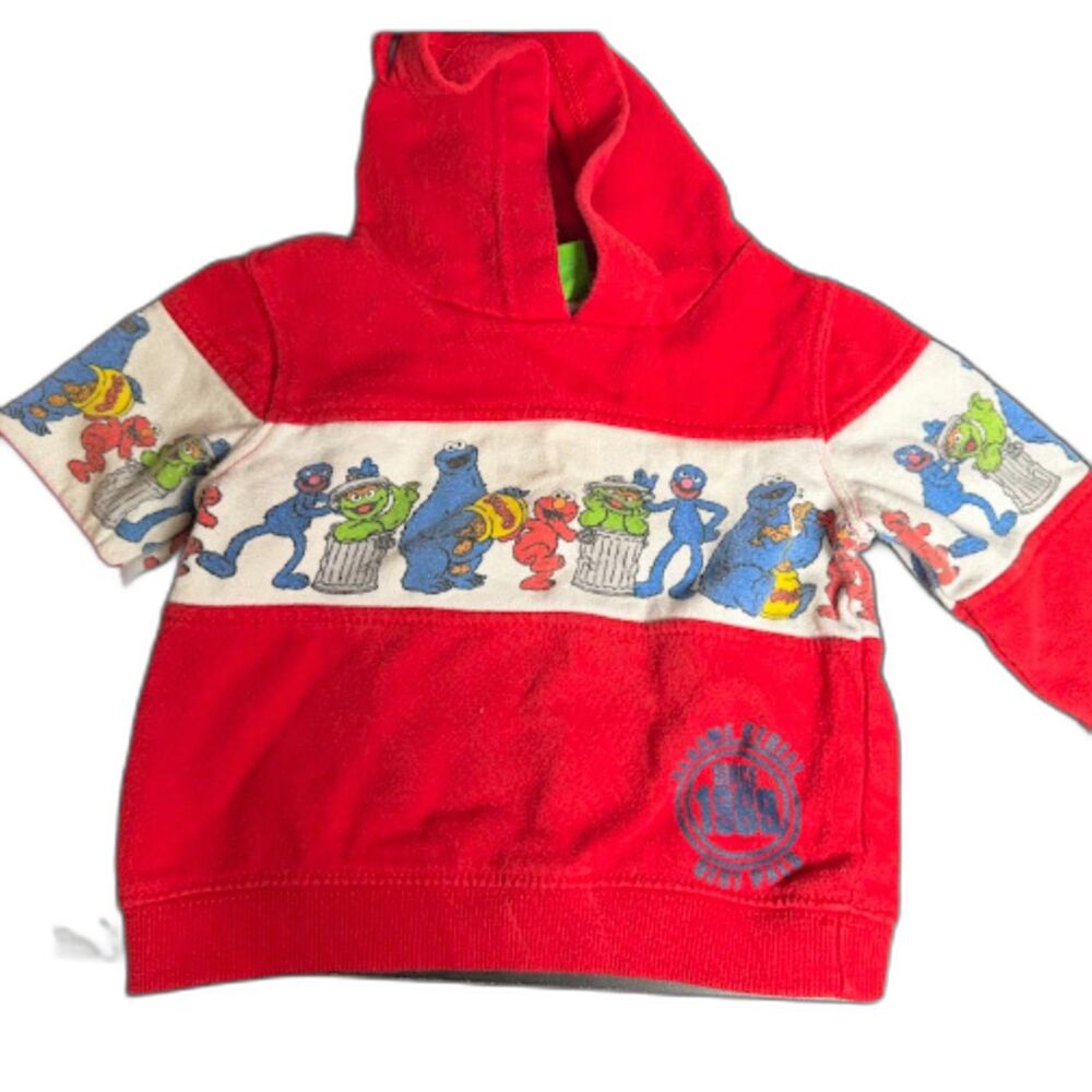 Sesame Street Hoodie sweatshirt size 12 months red Elmo cookie monster 2000s